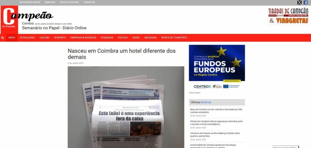 Nasceu em Coimbra um hotel diferente dos demais