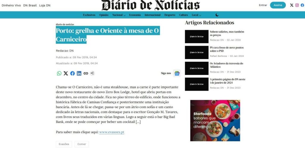 Porto: grelha e Oriente à mesa de O Carniceiro