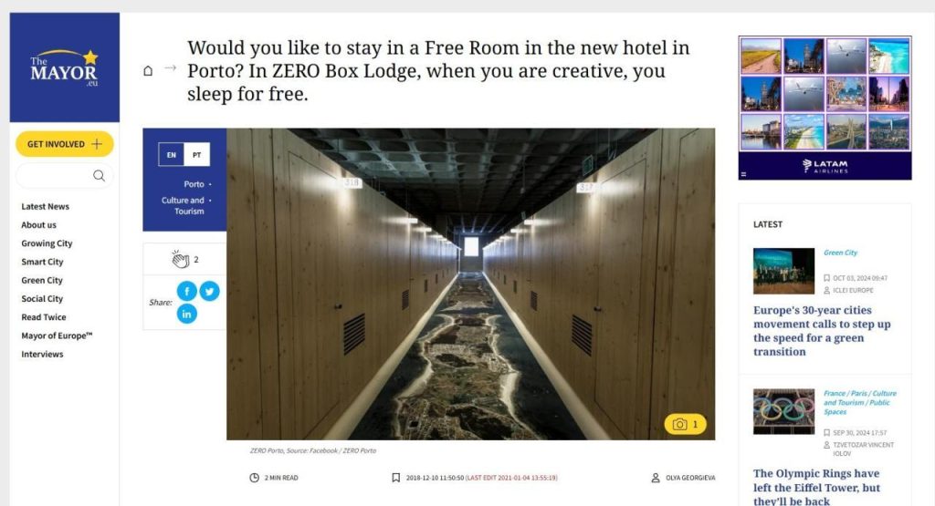 Would you like to stay in a Free Room in the new hotel in Porto? In ZERO Box Lodge, when you are creative, you sleep for free.