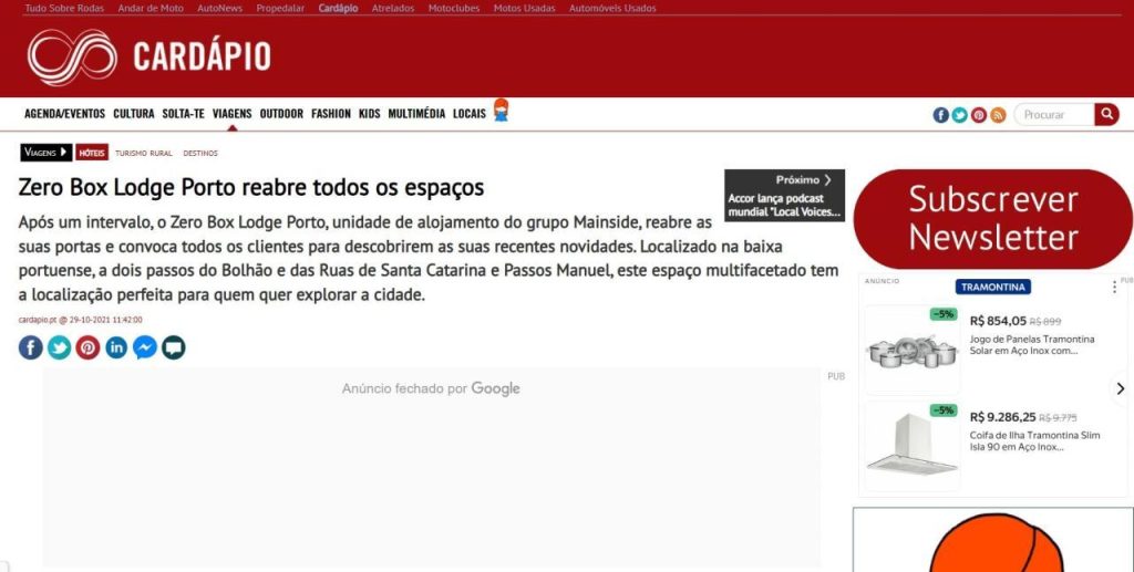 Zero Box Lodge Porto reabre todos os espaços